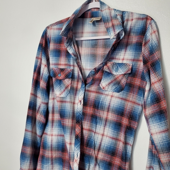 Button Up Flannel Shirt Urban Girl Large 100% Poly - Picture 6 of 11